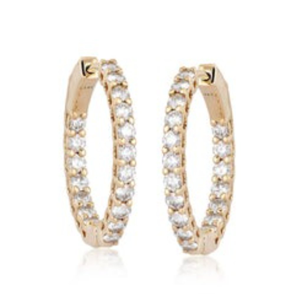 Round Diamond 14k Or 18k Upon Request Gold Charm Hoops Earrings 4385$